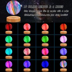 VGAzer 16 Colors Levitating LED 3D Galaxy Moon Lamp with Remote Control, Multicolour