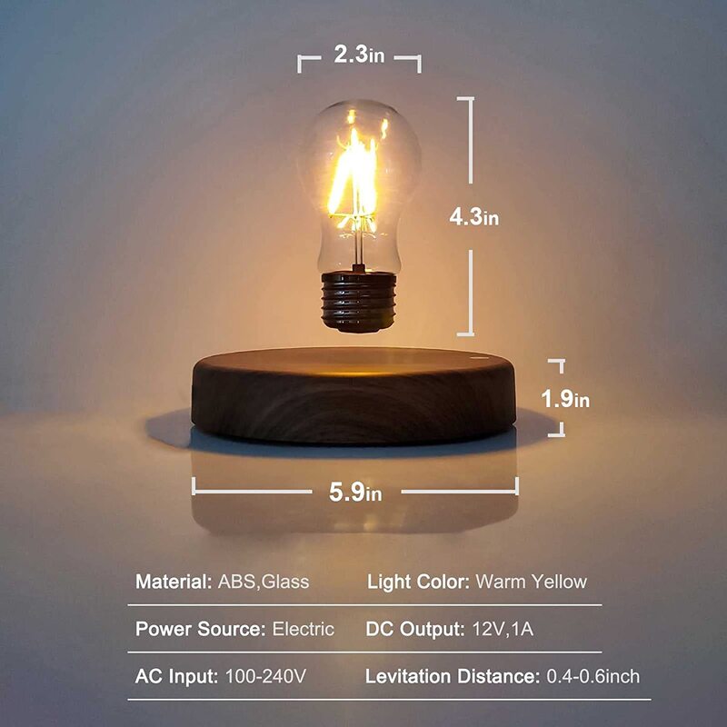 Xcmenl Levitating Magnetic Anti-Gravity Floating LED Light Bulb Night Lights, Brown