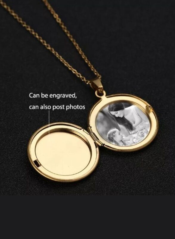 Stainless Steel Photo Locket Necklace Open Round Pendant Necklaces For Women Jewelry Family Birthday Gift, Rose Gold