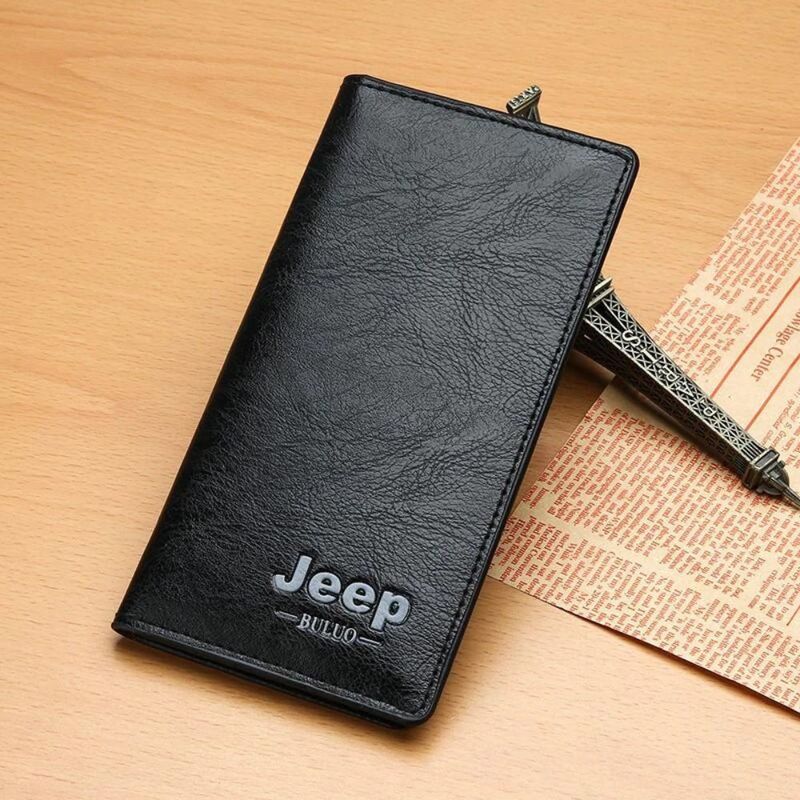 Bold Leather Wallet with Jeep Logo, Black