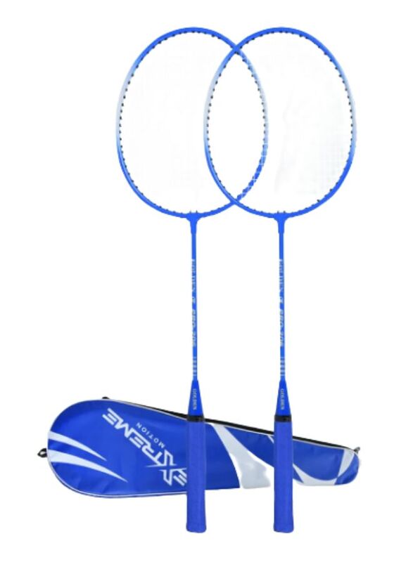 2 pcs Badminton Racket Set for Family Game, School Sports, Lightweight with Full Cover, Beginners Level, Blue