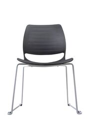 Visitor Chair Upholstered Seat and Back with Steel Legs for Lobby, Office, Schools and Home, Black