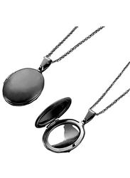 Sleek Black Stainless Steel Charm Necklace - A Chic Addition to Your Jewelry Collection