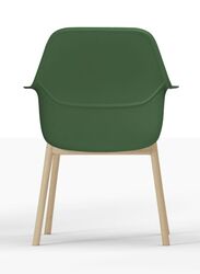 Wood Leg Plastic PP Back Office Chair, Visitor Chair For Office and Home, Green
