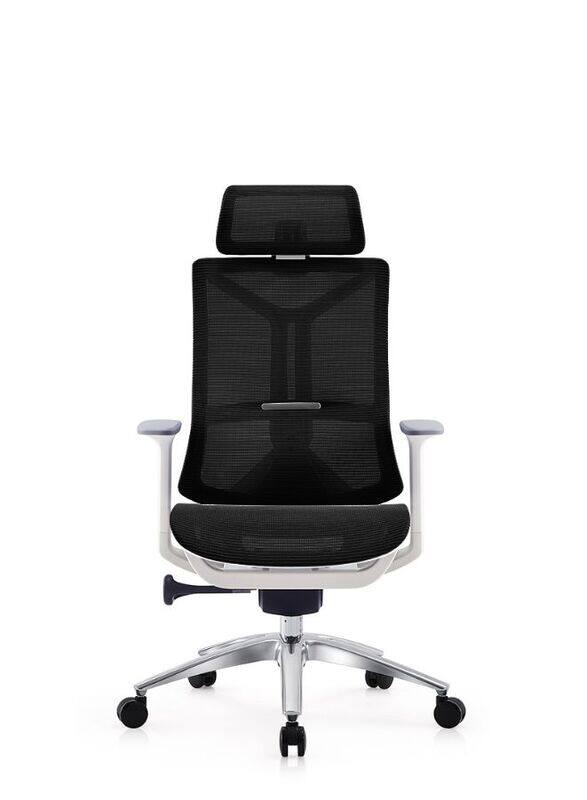 Modern Ergonomic Office Chair With Headrest And Aluminum Base for Office, Home Office and Shops, High Back, Black