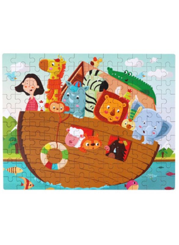 Wooden Jigsaw 120 Pieces Cartoon Animals Fairy Tales Puzzles Children Wood Early Learning Set Montessori Education Toy Kids Gift, Wild Animals