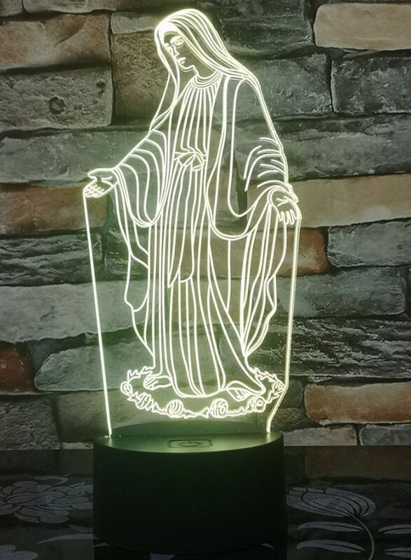 Multi-color Mother Mary 3D LED Night Lamp, USB Desk Lamp, 16 Color with remote control Bedroom Table Lamp, Home Decor Light Gifts