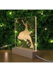 3D Acrylic Night Light Table Lamp with Wooden Base, Best Gift for Birthday, Anniversary, and Home Decor (Girl and Dolphin)