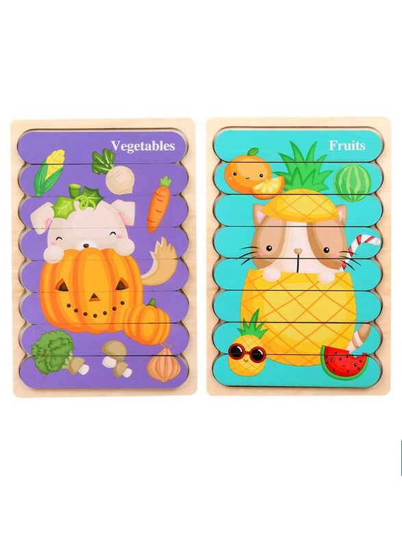 

Generic Wooden Toy 3D Double-sided Jigsaw Bar Puzzles Children’s Creative Story Stacking Matching Puzzle Early Educational Toys