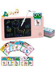 LCD Writing Drawing Board Doodle Tablet,Talking Flash Cards Speech, with 112 Cards with words and Pictures for Kids and Toddlers, Pink