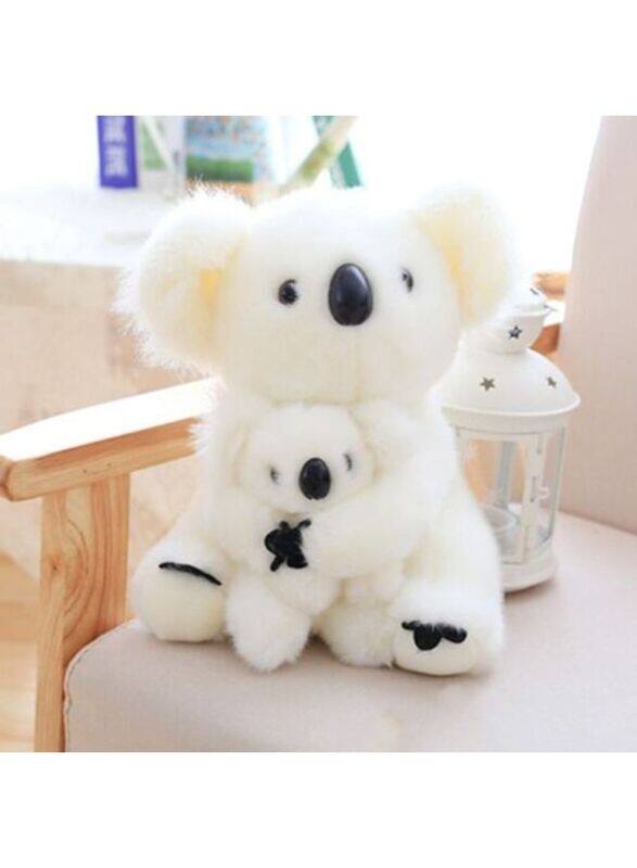 2 pcs Lovely Cotton made Koala Plush Toys Koala Bear Mother and Child Stuffed Soft Doll Kids Lovely Gift Toys 28cm, White