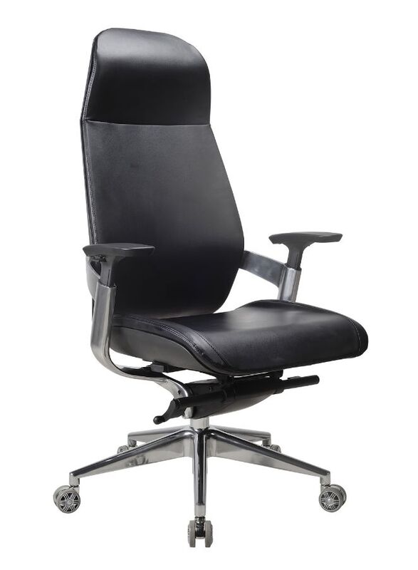 Ergonomic Leather Chair for Office Managers with Adjustable Headrest for Managers and Executives, White Frame