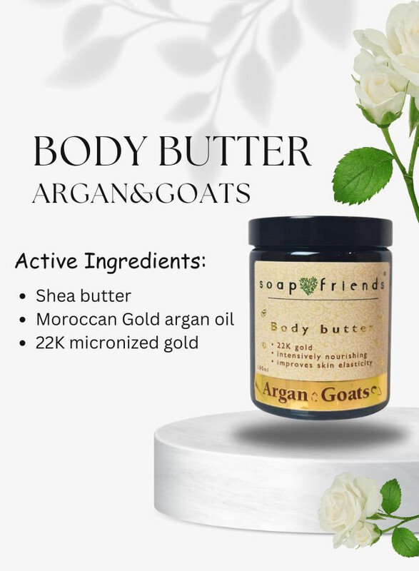 Soap&Friends Argan&Goats Illuminating Body Butter with Gold Particles, 180 ml