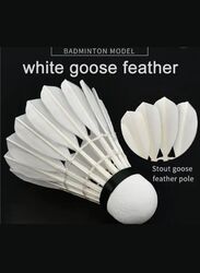 Whizz 12 PCS Feather Badminton Shuttle Class A Goose Feather Badminton Balls Sports Training Badminton Balls for Indoor Outdoor Sports, White