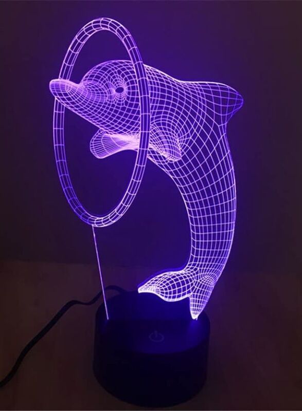3D Dolphin Shape Night Light Touch Table Desk Optical Illusion Lamps 7 Color Changing Lights Home Decoration Xmas Birthday Gift