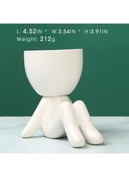 Ceramic Succulent White Plant Pot Creative Human Shaped Small Cactus pots Flower Pots Mini Plant Planters for Desktop Usage Home Decoration, Man 3