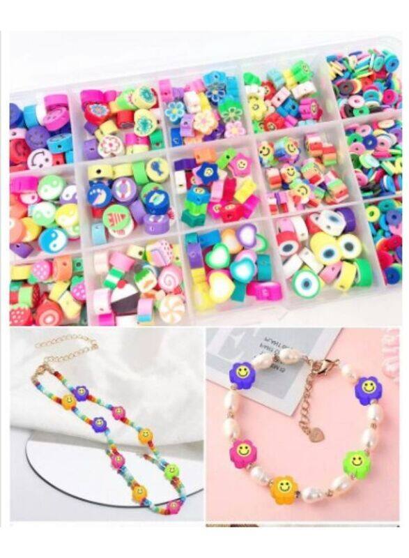 Smiley Beads for Making Bracelets Polymer Clay Beads 990 PCS 15 Styles Trendy Cute DIY Bracelet Earring Necklace Craft Making Supplies