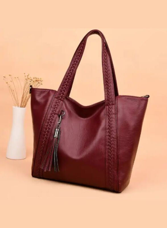Women Tote Bag PU Leather Shoulder Bags Fashion Bags Large Capacity Handbags with Adjustable Shoulder Strap, Red