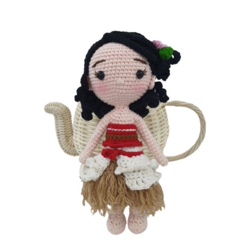 

Generic Handmade Natural Cotton Crochet Moana Toy Doll for Baby Friend Amigurumi Crochet Sleeping Buddy for Kids and Adults, 25cm