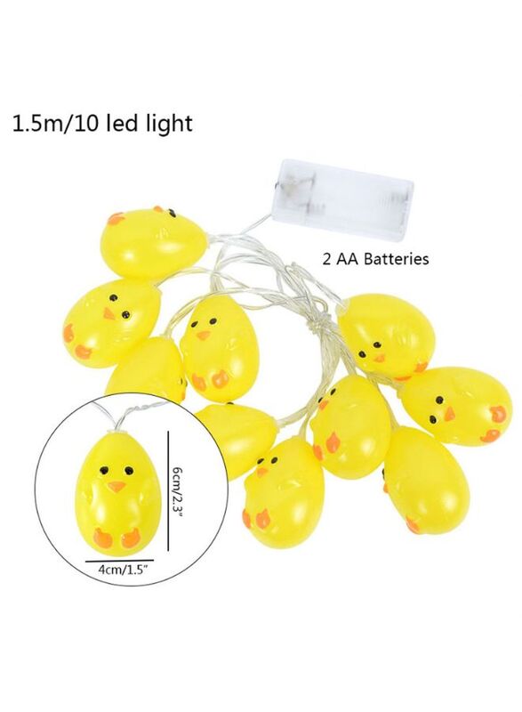 Cute Eggshell Chicken Type 1.5m 10 LEDs Battery Decorative Lamp Easter Holiday Household Party Decorative Light (Warm White)