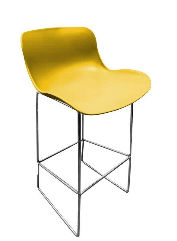 High Stool for Office, Lobby, Clubs, Bars, Reception, Bar Stool with Steel Legs, Yellow