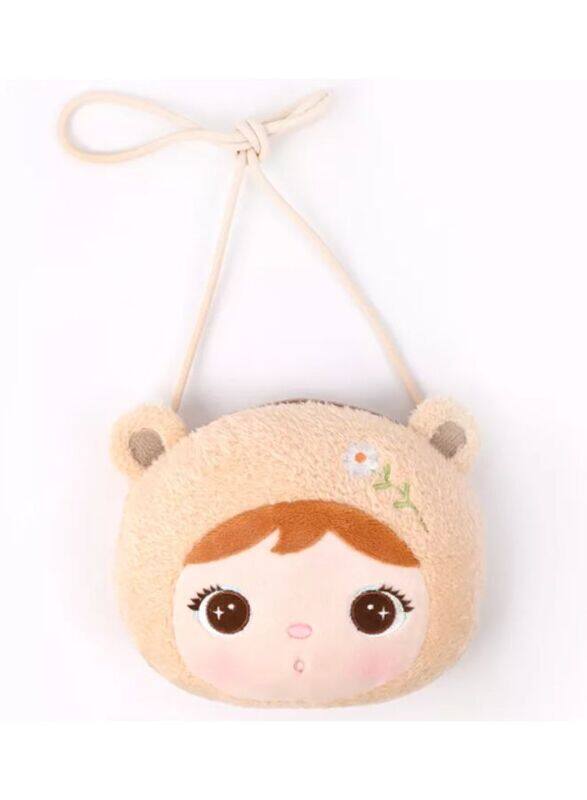 Cute Little Baby Plush Shoulder Bags/Wallets For Girls, Plush Shoulder Bags with Strap for Kids Coin Purses Cute Princess Handbags Kids, Accessories for Girls, Beige