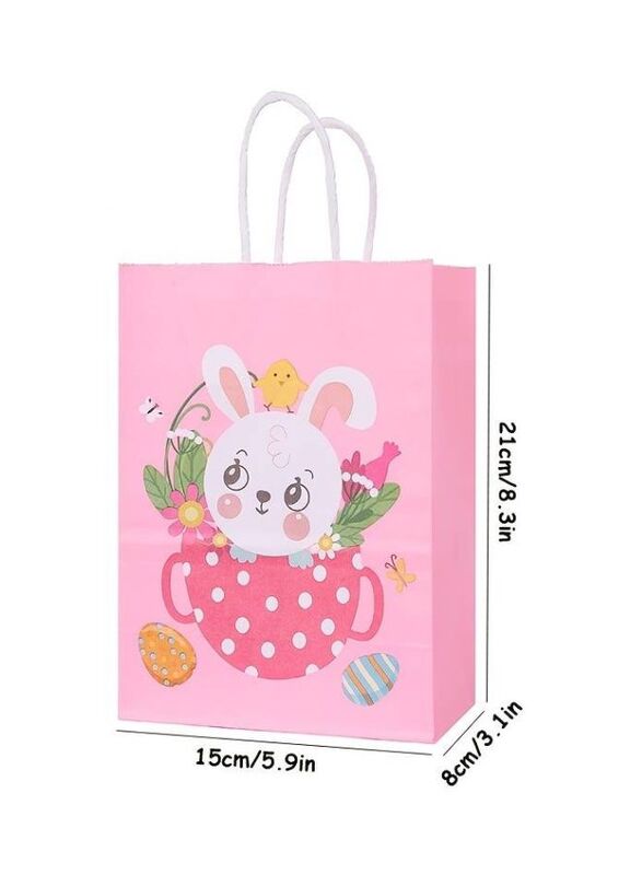 4 PCS Easter Bunny Gift Bags, Easter Party Favor Bags with Handles, Happy Easter Easter Gift Bags for Kids, Party Supplies Favors, Gift Wrapping