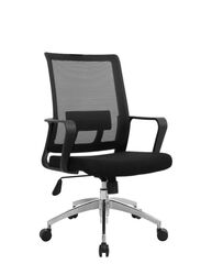 Medium Back Mesh Office Executive Chair With Headrest, Height Adjustable Black Frame Chair, Black