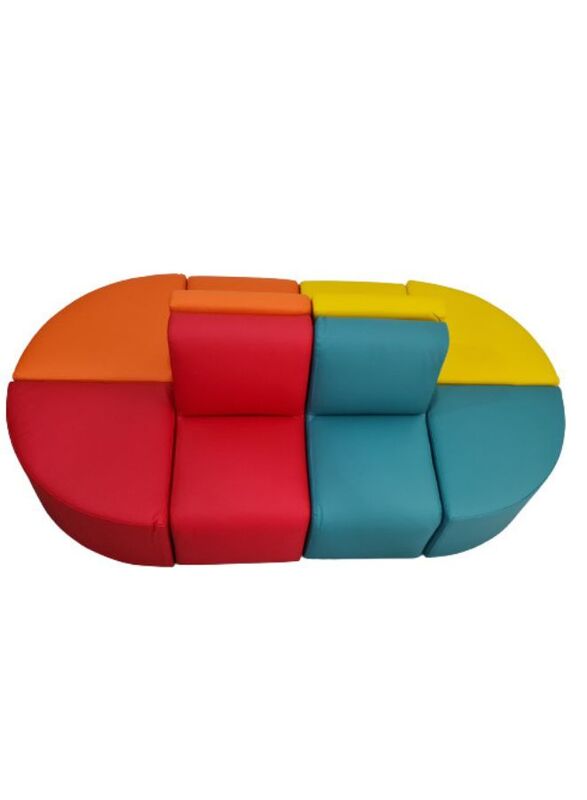 Kids Modular Colorful Soft Foam Sofa Flexible Seating Set Classroom or home, 8 pcs