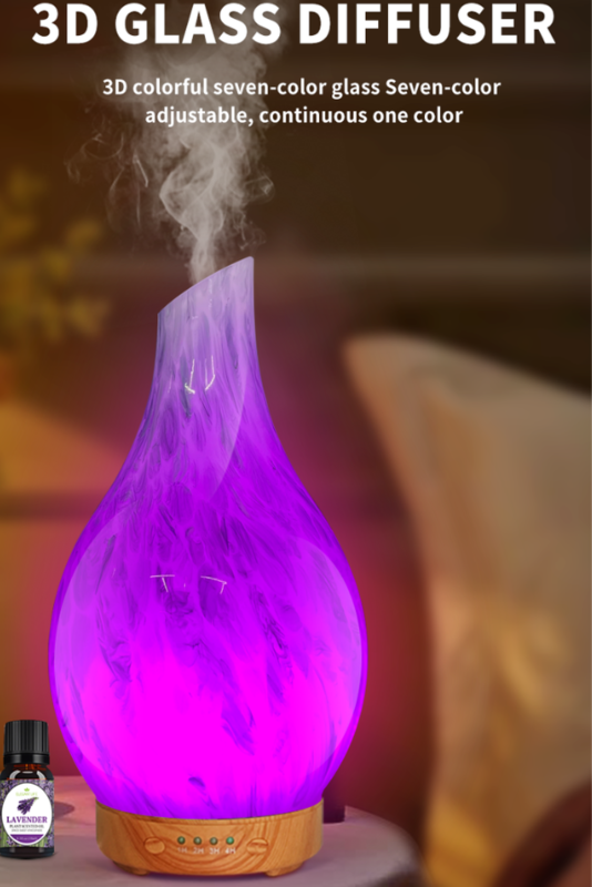 Deep Grain 3D Glass Aromatherapy Diffuser: Transform Your Space into a Serene Haven of Bliss (Black Base)