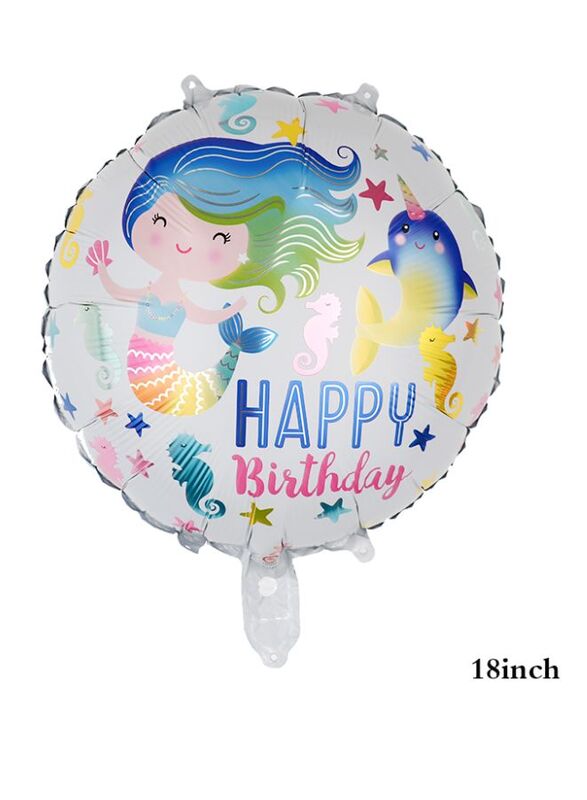 1 pc 18 Inch Birthday Party Balloons Large Size Mermaid Happy Birthday Foil Balloon Adult & Kids Party Theme Decorations for Birthday, Anniversary, Baby Shower
