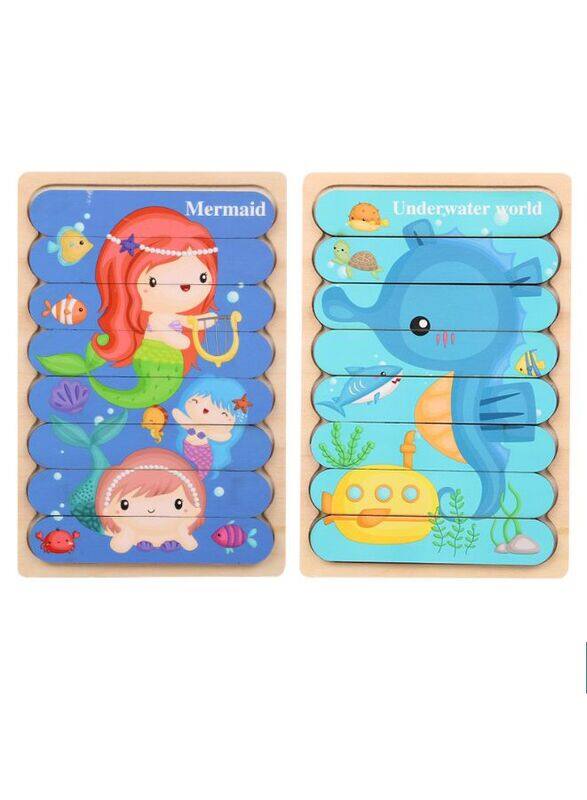 Wooden Toy 3D Double-sided Jigsaw Bar Puzzles Children’s Creative Story Stacking Matching Puzzle Early Educational Toys