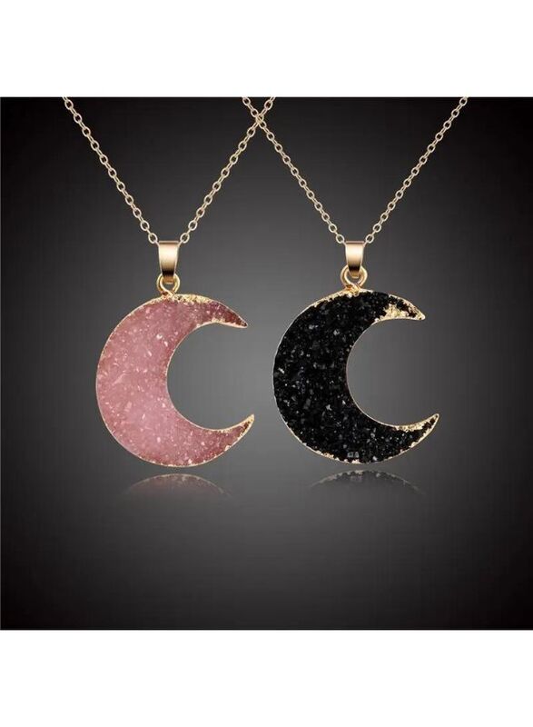 Pink Moon Alloy Link Chain Necklace for Women - Add a Touch of Celestial Charm