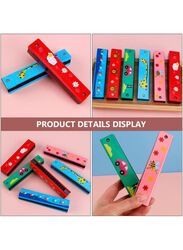 Kids Harmonica Wooden Children Harmonica Toys Colored Printed Diatonic Harmonica Mouth Organ Early Educational Musical Instruments, Design 5
