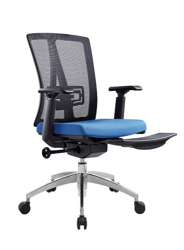 Modern Ergonomic Office Chair with Adjustable Armrest and Footrest for Office Executives and Managers, Blue
