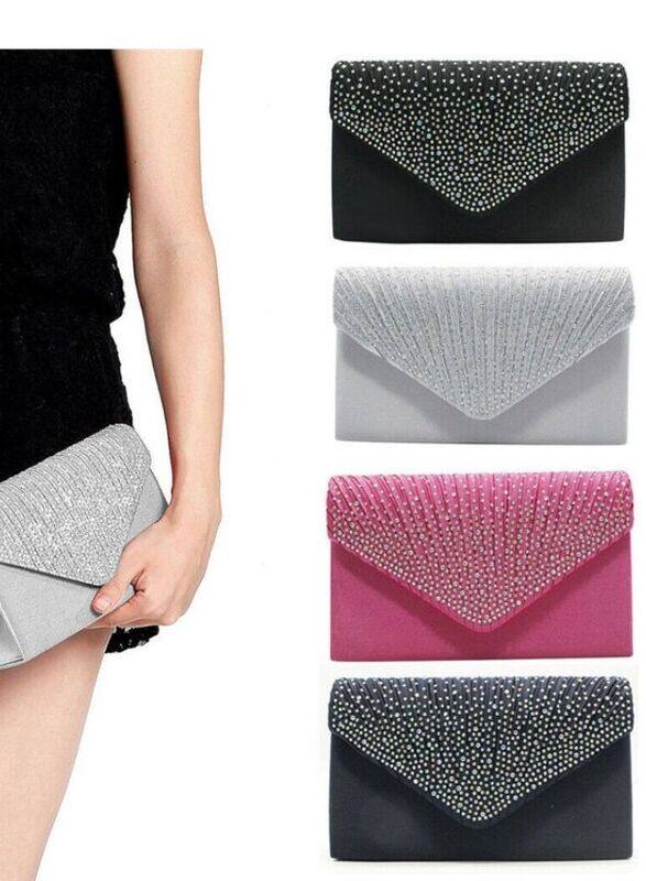 Elegant Solid Color Rhinestone Purse: Elevate Your Evening Look with Mini Crossbody Clutch Bags for Women