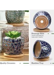 Indoor Plant Pot with drainage hole and tray for Balcony, Home Garden, Light Blue