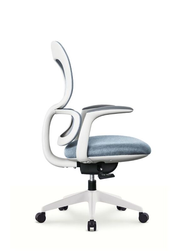 Modern Executive Ergonimic Office Chair with Sliding Seat, Without Headrest, White Frame for Office, Home and Shops, Grey