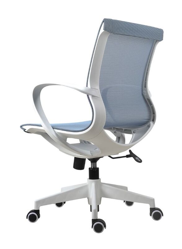 White Frame Middle Back Ergonomic Office Chair for Executive, Manager, for Home and Offices, Blue