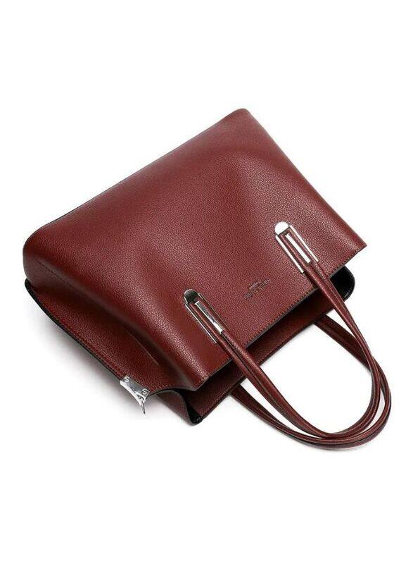 Elegant Shoulder Bags for Women Top-Handle Waterproof PU Leather Shoulder Bags, Burgundy