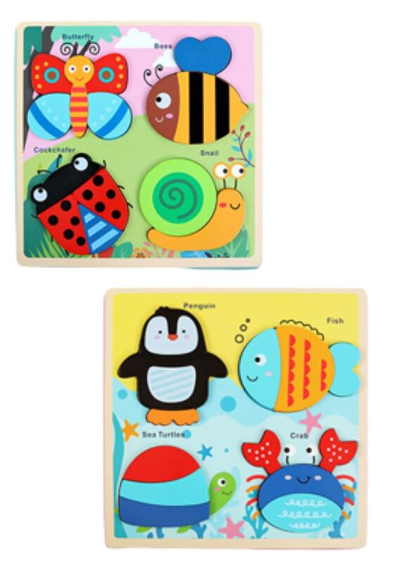 2 Pcs Big size Wooden Puzzles for Toddlers Baby Wood Animal Toys for Kids Jigsaw Puzzle Learning Educational Toys for Toddlers, Animals