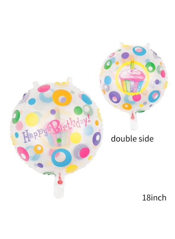 1 pc 18 Inch Birthday Party Balloons Large Size Cup Cake Happy Birthday Double Sided Foil Balloon Adult & Kids Party Theme Decorations for Birthday, Anniversary, Baby Shower