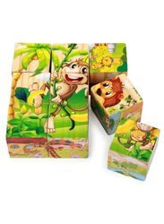 Six-sided 3D Cubes Jigsaw Puzzles With Wooden Tray Toys For Children Kids Educational Toys Funny Games, Animals