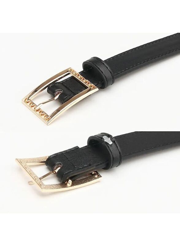 Elegant White Simple and Versatile Leather Belt for Women, Black - Size 105*2.4cm