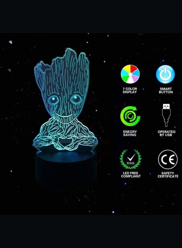 Multi-color Baby Groot 3D LED Night Lamp, USB Desk Lamp, 16 Color with remote control Bedroom Table Lamp, Home Decor Light Gifts