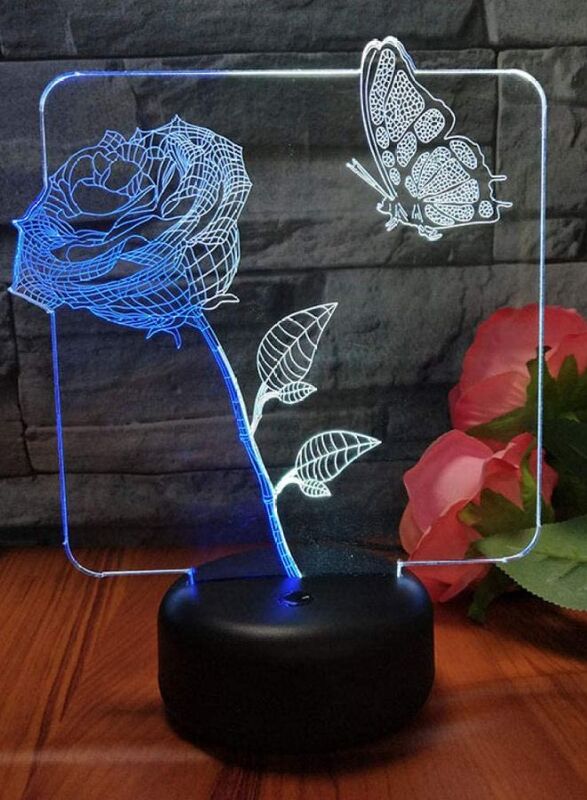 Multi-color Rose and Butterfly 3D LED Night Lamp, USB Desk Lamp, 16 Color with remote control Bedroom Table Lamp, Home Decor Light Gifts