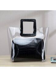 Transparent Black Leather Bag for Women - Stay Fashionable While Keeping Your Belongings Organized, Black