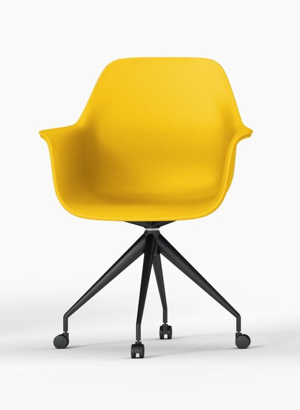 Multi-Purpose Visitor Chair Upholstered Seat and Back, Yellow