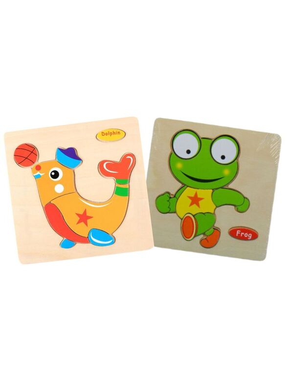 Wooden Puzzles for Kids Boys and Girls Animals Set Dolphin & Frog