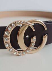 Double Opened Ring Buckle Womens Belt Soft Leather Mettalic Buckle